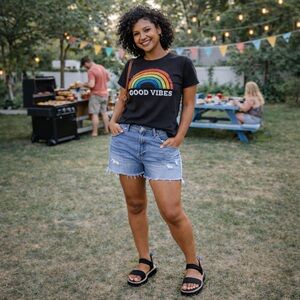 Rothy's The Lightweight Black and Blue Strappy Platform Wedge Sandals Size 7.5